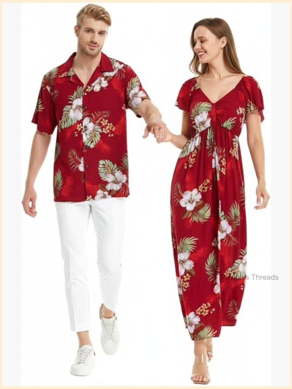 Matching Couple Hawaiian Luau Shirt or Maxi Dress